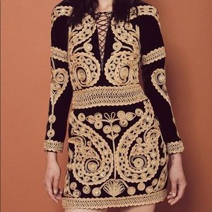 For Love and Lemons Black Velvet Paris Mini Dress